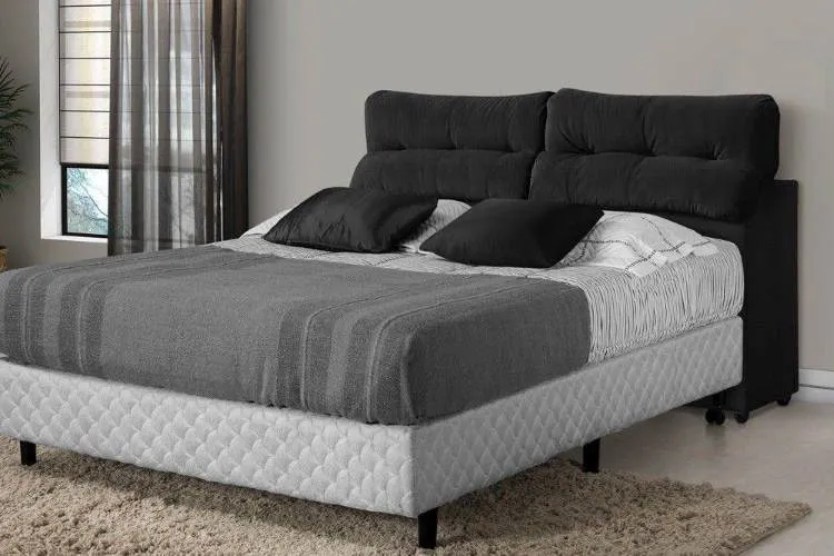 Cabec Queen Madri Encosto Reclinavel Corino Branco Bonan — Cabec Queen Corino Preto
