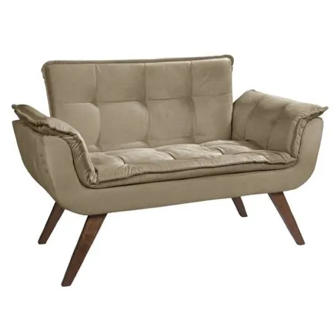 Poltrona Namoradeira Opalla Veludo Suede Capuccino Shalom