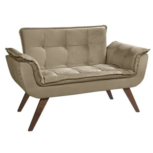 Poltrona Namoradeira Opalla Veludo Suede Capuccino Shalom — Veludo Suede - Capuccino
