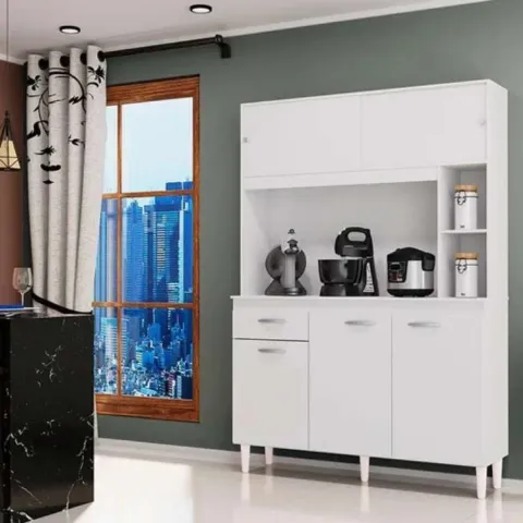 Kit Cozinha Duda 120 5P1G Castanho.Off White Poquema