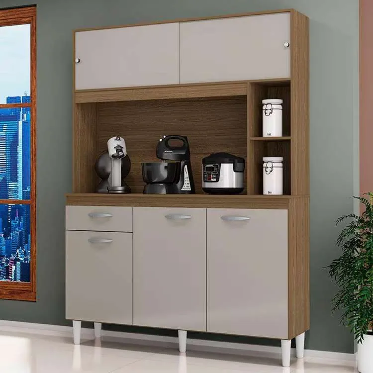 Kit Cozinha Duda 120 5P1G Castanho.Off White Poquema — Castanho/Off White