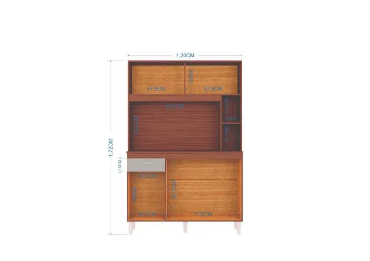 Kit Cozinha Duda 120 5P1G Castanho.Off White Poquema — Interior/Medidas