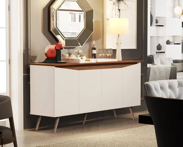 Buffet Aparador Encanto 4Pts Maria M — Off White/Freijo