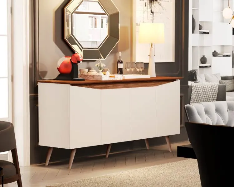 Buffet Aparador Encanto 4Pts Maria M — Off White/Nature