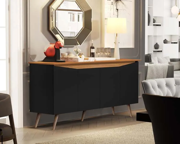 Buffet Aparador Encanto 4Pts Maria M — Pretof/Nature
