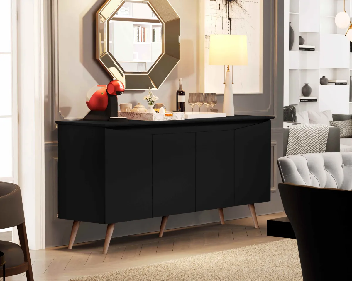 Buffet Aparador Encanto 4Pts Maria M — Preto