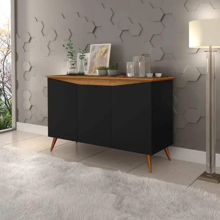 Buffet Aparador Encanto 3Pts Maria M — Preto/Naturale
