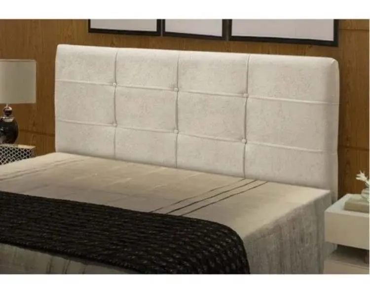 Cabeceira Casal London 140 Linhao Bege SR Cabeceiras — Veludo Suede Bege